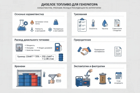 Дизельное топливо для генератора: характеристики, требования, расход и рекомендации по эксплуатации