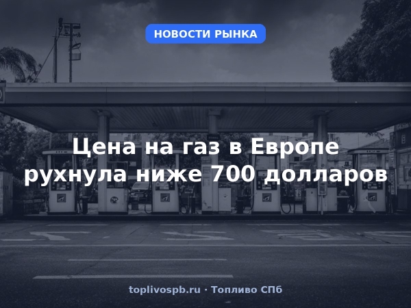 Цена на газ в Европе рухнула ниже 700 долларов