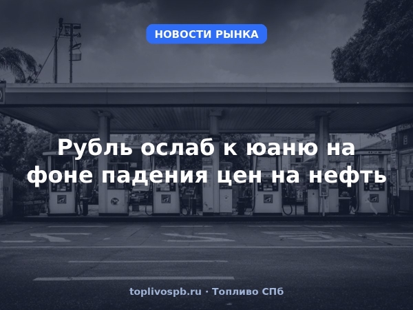 Рубль ослаб к юаню на фоне падения цен на нефть