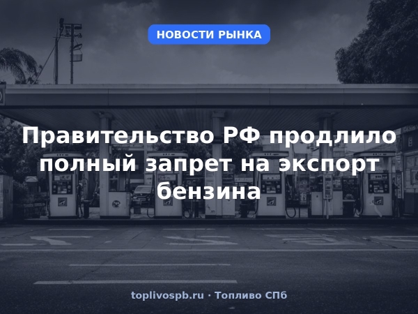 Правительство РФ продлило полный запрет на экспорт бензина