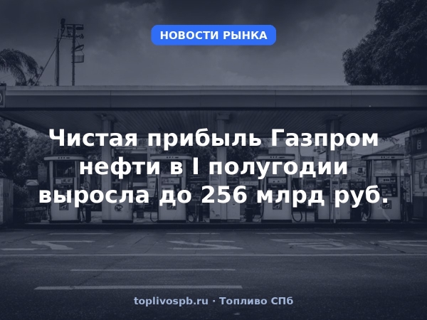 Чистая прибыль Газпром нефти в I полугодии выросла до 256 млрд руб.
