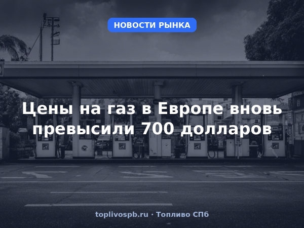 Цены на газ в Европе вновь превысили 700 долларов