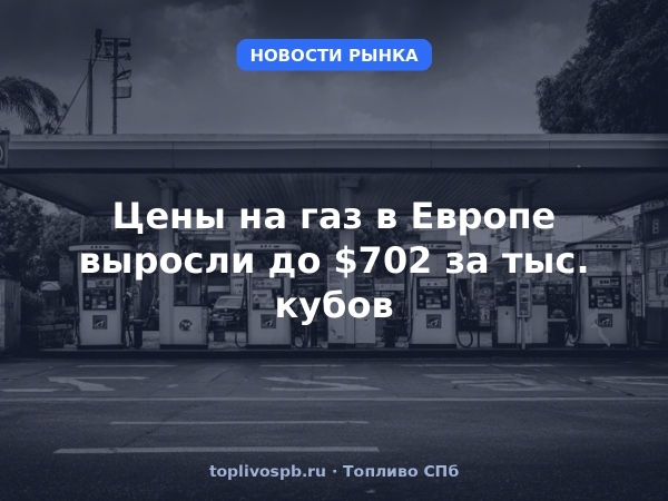 Цены на газ в Европе выросли до $702 за тыс. кубов