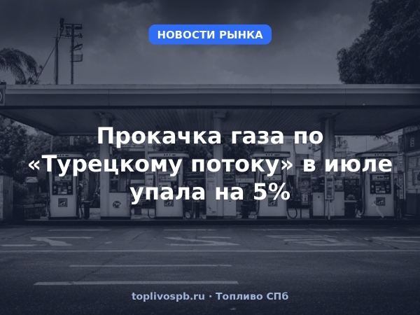 Прокачка газа по «Турецкому потоку» в июле упала на 5%