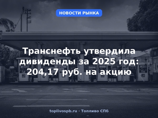 Транснефть утвердила дивиденды за 2025 год: 204,17 руб. на акцию