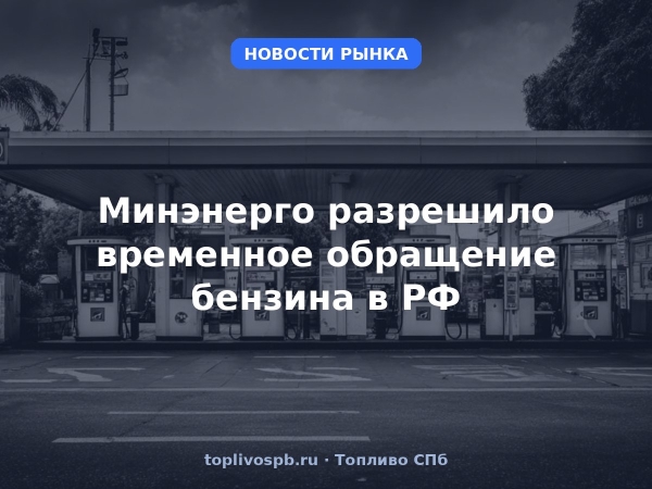 Минэнерго разрешило временное обращение бензина в РФ