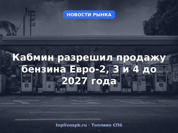 Кабмин разрешил продажу бензина Евро-2, 3 и 4 до 2027 года