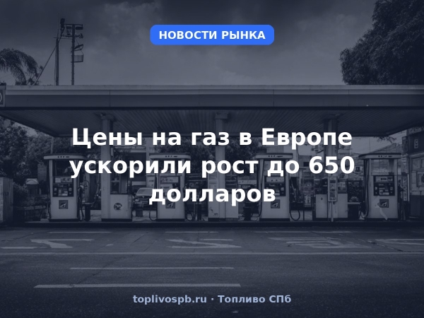 Цены на газ в Европе ускорили рост до 650 долларов