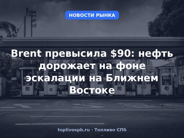 Brent превысила $90: нефть дорожает на фоне эскалации на Ближнем Востоке
