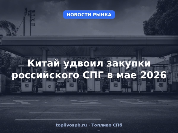 Китай удвоил закупки российского СПГ в мае 2026
