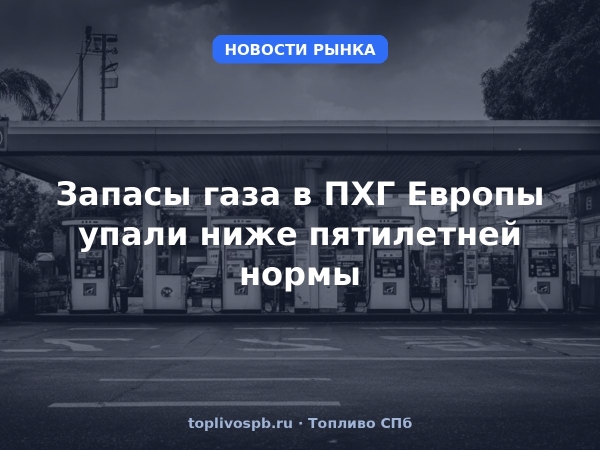 Запасы газа в ПХГ Европы упали ниже пятилетней нормы