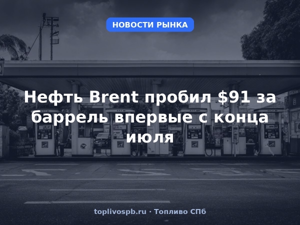 Нефть Brent пробил $91 за баррель впервые с конца июля