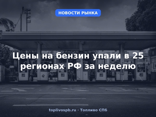 Цены на бензин упали в 25 регионах РФ за неделю