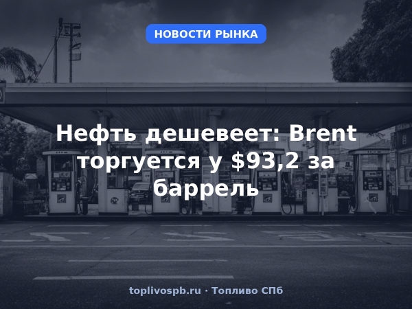 Нефть дешевеет: Brent торгуется у $93,2 за баррель
