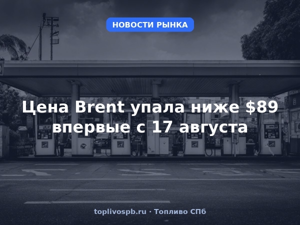 Цена Brent упала ниже $89 впервые с 17 августа