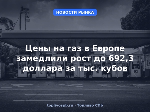 Цены на газ в Европе замедлили рост до 692,3 доллара за тыс. кубов