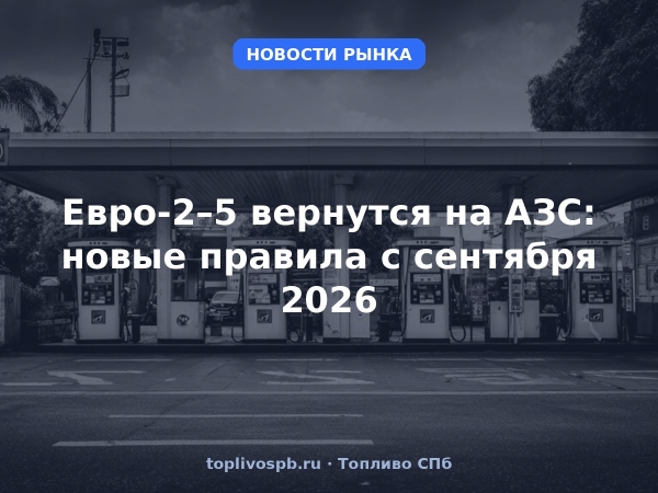 Евро-2–5 вернутся на АЗС: новые правила с сентября 2026