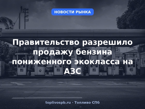 Правительство разрешило продажу бензина пониженного экокласса на АЗС