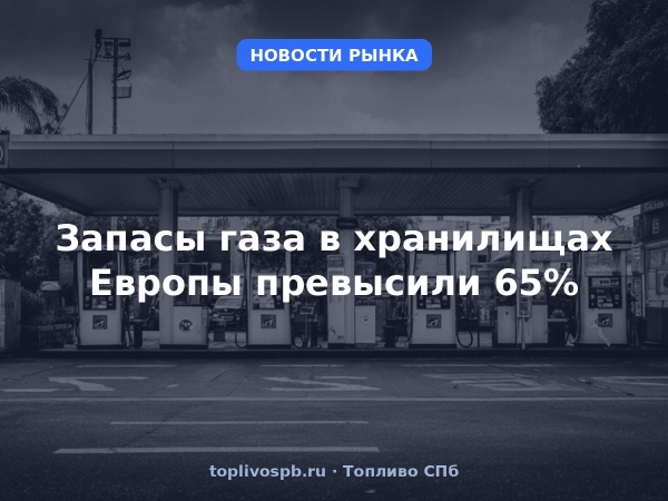 Запасы газа в хранилищах Европы превысили 65%