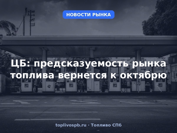 ЦБ: предсказуемость рынка топлива вернется к октябрю