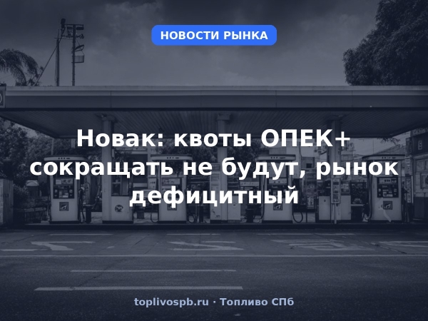 Новак: квоты ОПЕК+ сокращать не будут, рынок дефицитный