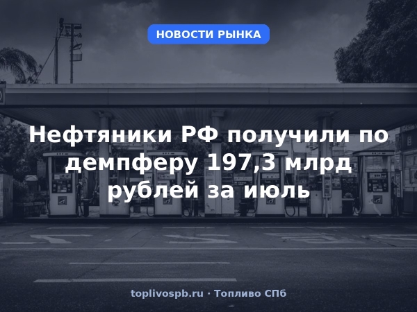 Нефтяники РФ получили по демпферу 197,3 млрд рублей за июль