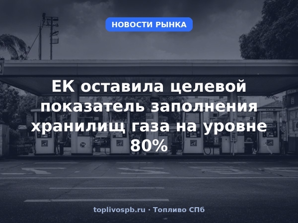 ЕК оставила целевой показатель заполнения хранилищ газа на уровне 80%