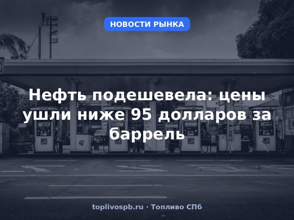 Нефть подешевела: цены ушли ниже 95 долларов за баррель