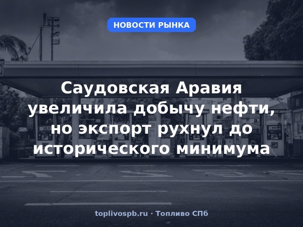 Саудовская Аравия увеличила добычу нефти, но экспорт рухнул до исторического минимума