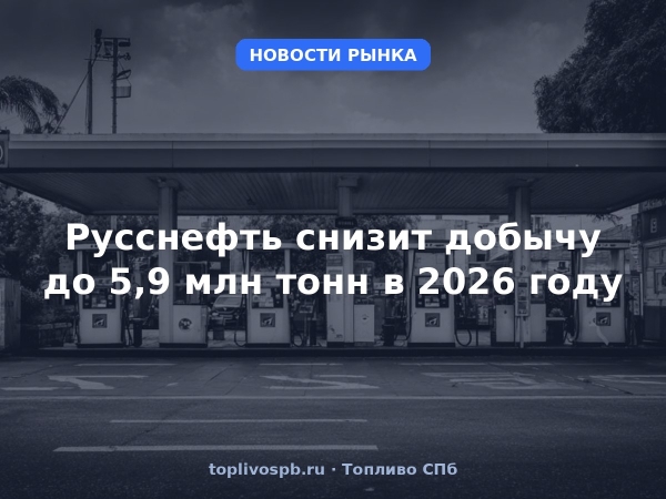 Русснефть снизит добычу до 5,9 млн тонн в 2026 году