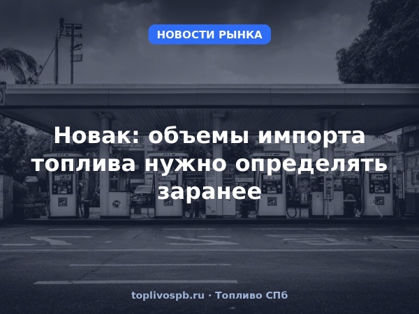 Новак: объемы импорта топлива нужно определять заранее