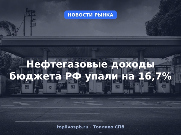 Нефтегазовые доходы бюджета РФ упали на 16,7%