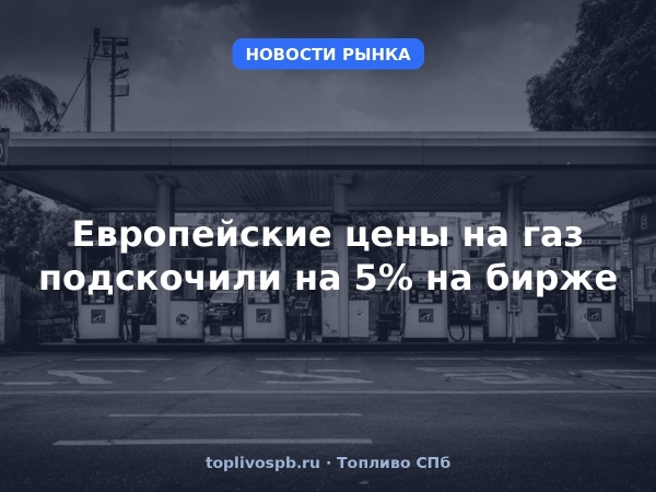 Европейские цены на газ подскочили на 5% на бирже