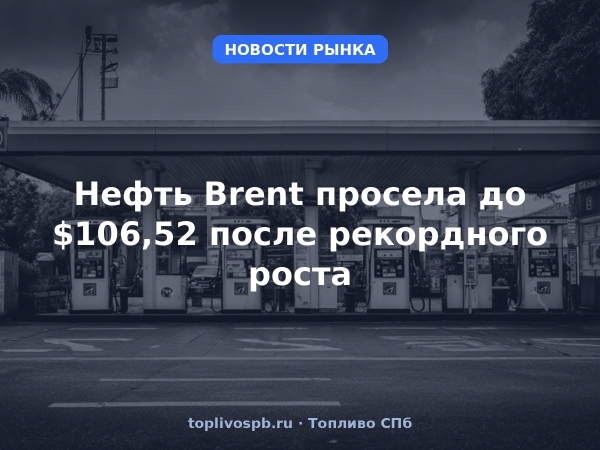 Нефть Brent просела до $106,52 после рекордного роста