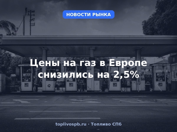 Цены на газ в Европе снизились на 2,5%