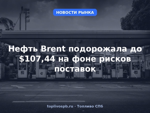 Нефть Brent подорожала до $107,44 на фоне рисков поставок