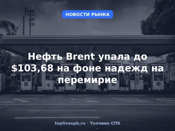 Нефть Brent упала до $103,68 на фоне надежд на перемирие