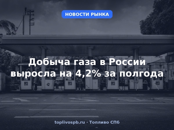 Добыча газа в России выросла на 4,2% за полгода