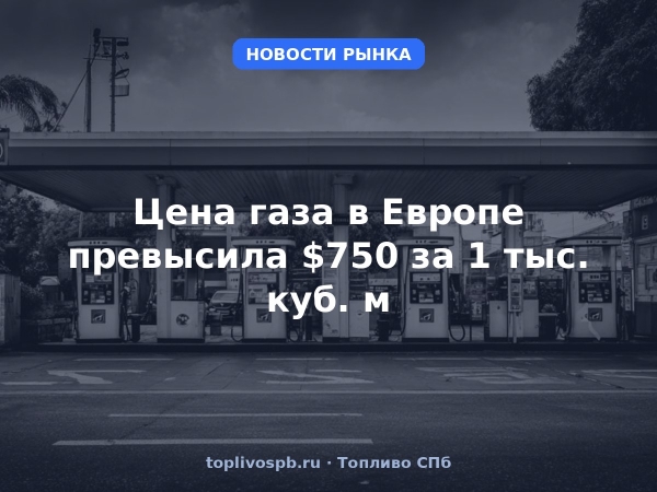 Цена газа в Европе превысила $750 за 1 тыс. куб. м