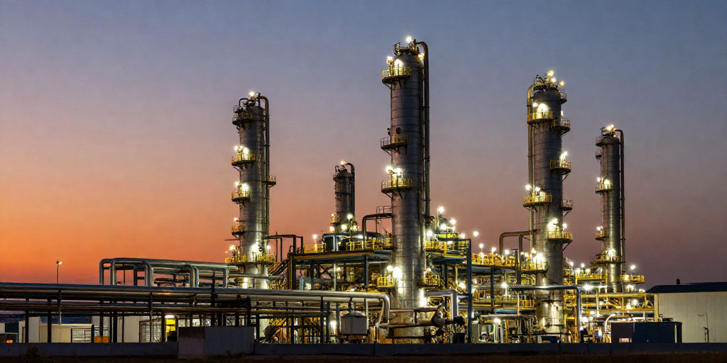 Фотография промышленных резервуаров с нефтешламами на фоне неба